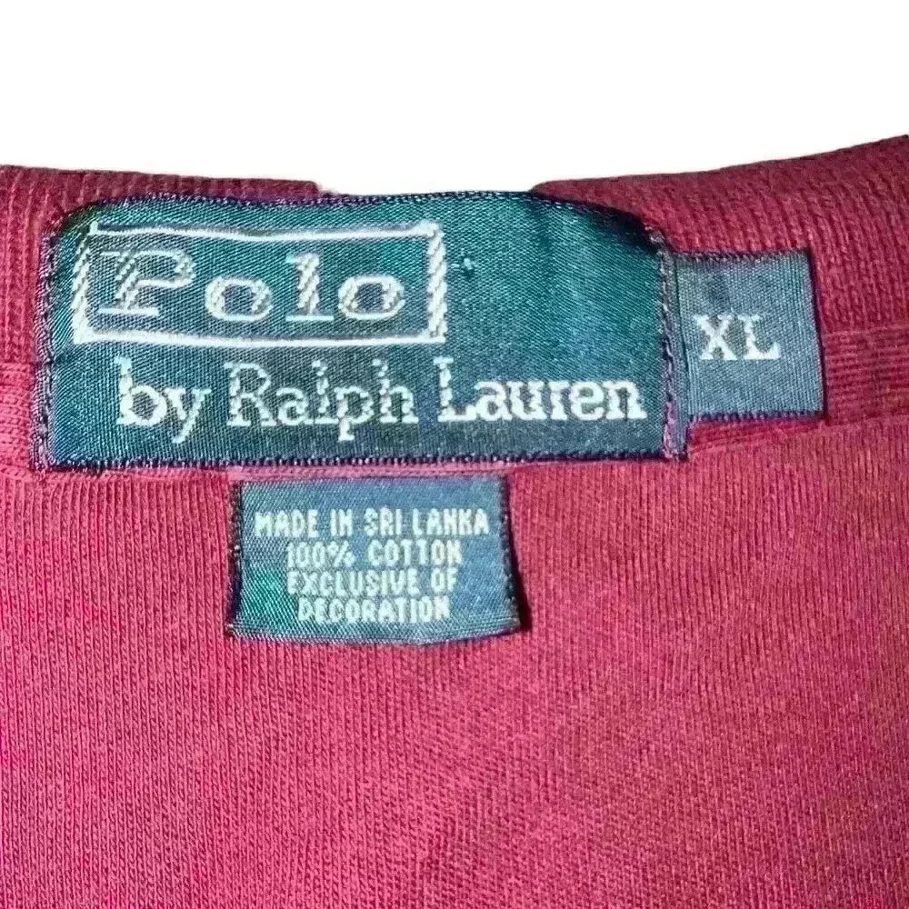 VTG Polo Ralph Lauren Sz XL Maroon Collared Pull Over Shirt Preppy Casual - Picture 5 of 10
